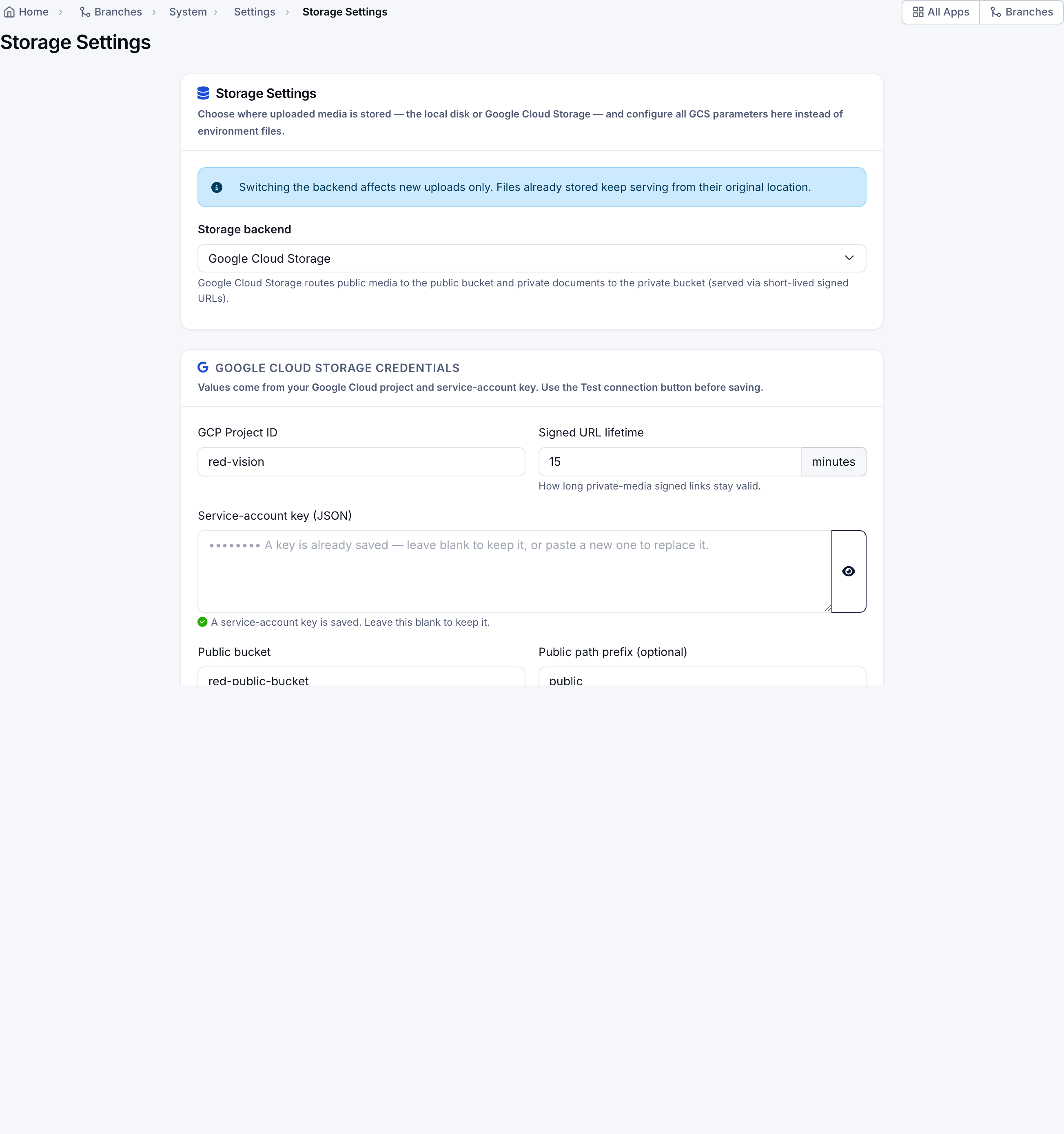 Settings › Storage