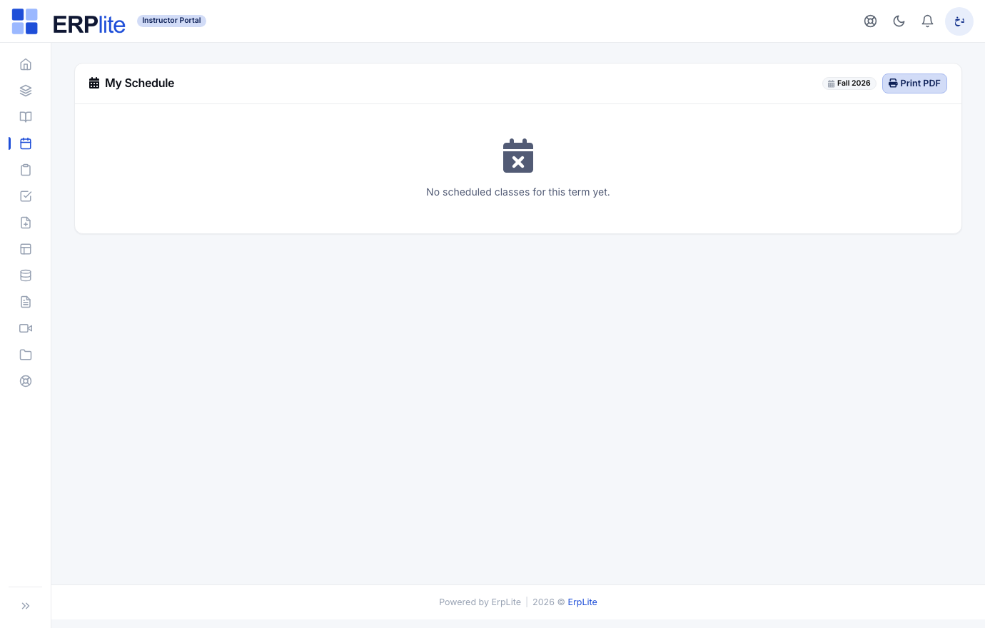 Instructor Portal › Schedule