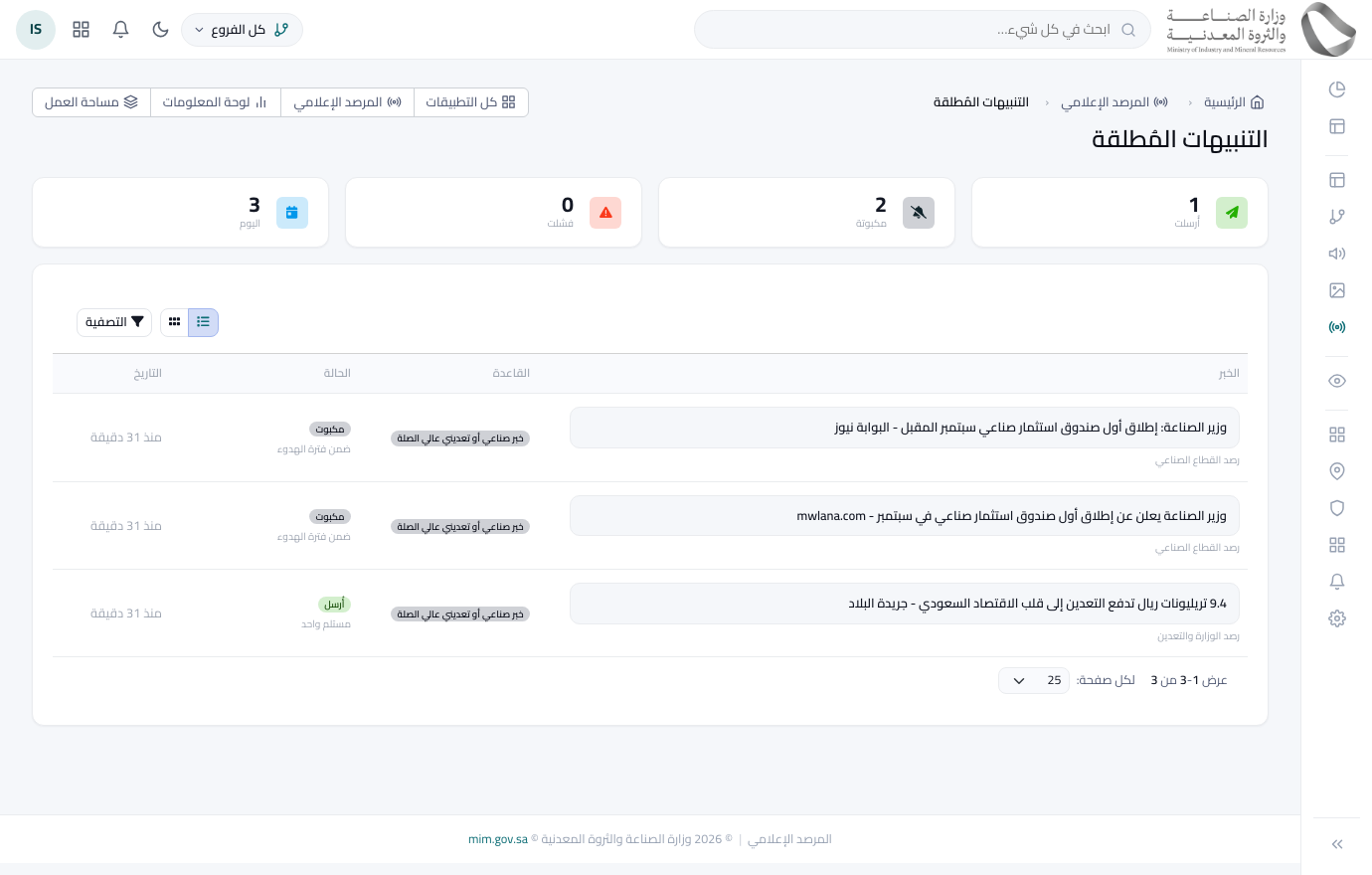 المرصد الإعلامي › التنبيهات